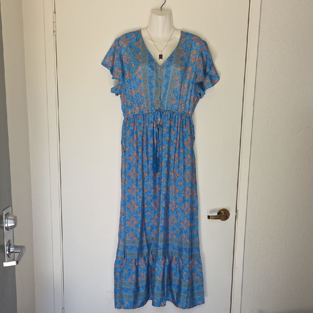 Blue Floral Maxi Dress - NWOT